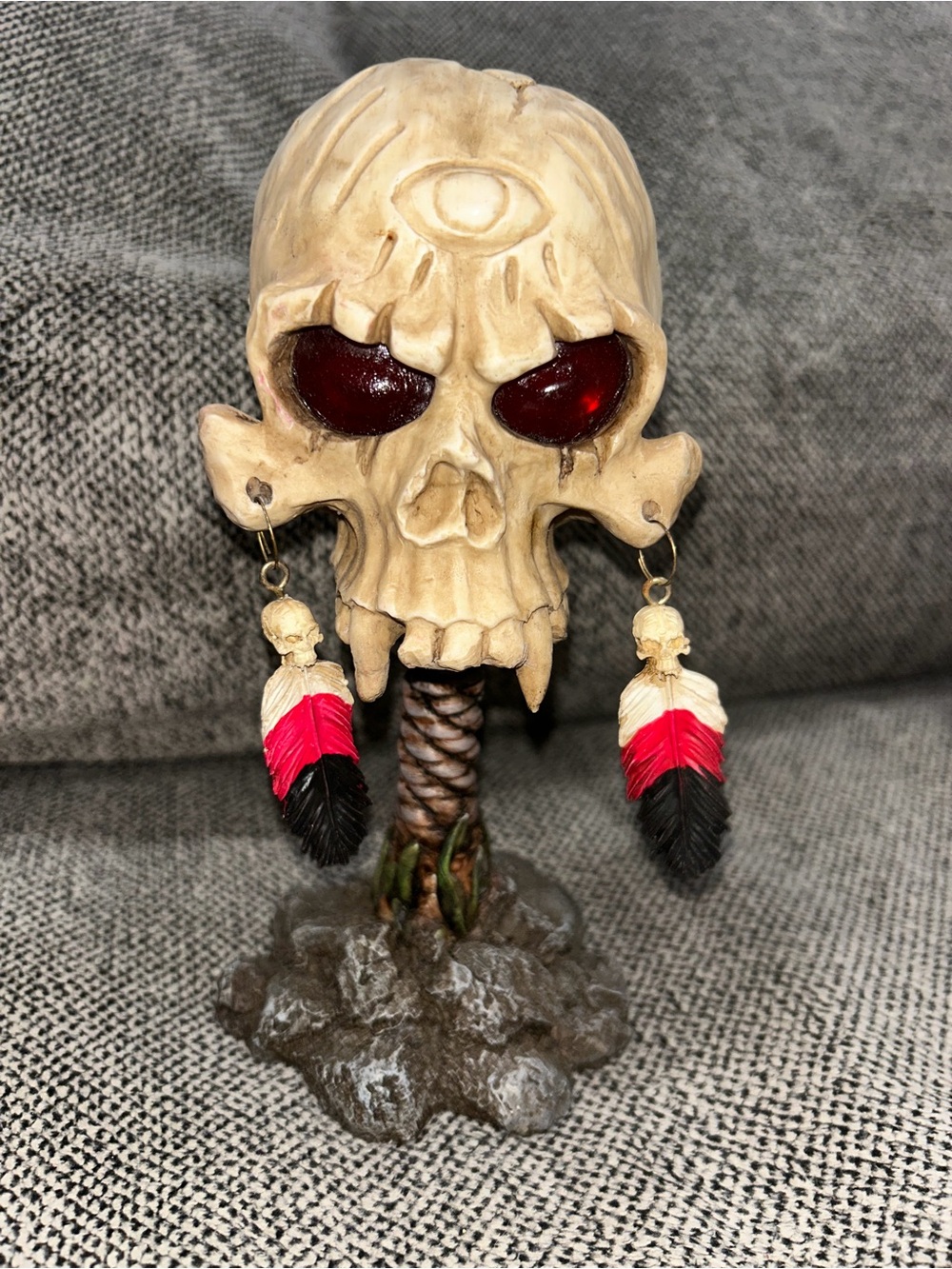 Skull Candle holder- Red, Black & Cream